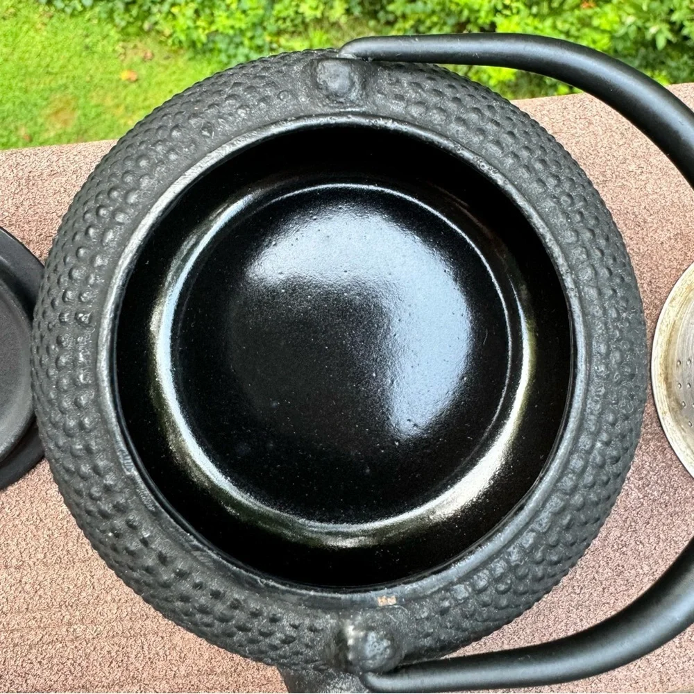 Japanese Cast Iron Arare Hobnail Tetsubin Style Teapot Infuser Black Made Japan
